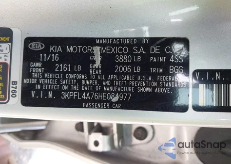 2017 Kia Forte Lx from USA, damaged, VIN 3KPFL4A76HE084977